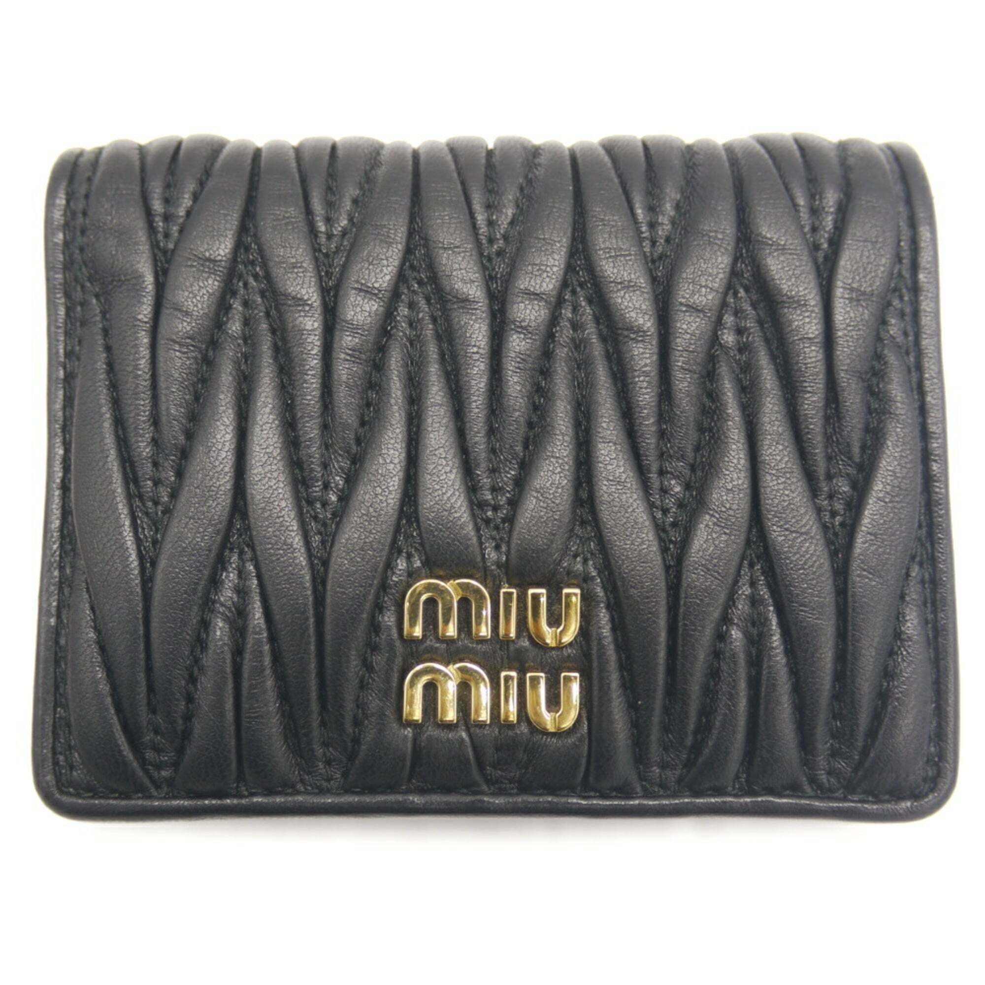 Miu Miu Miu Matelass Leather Compact Wallet 5mv2042 Black